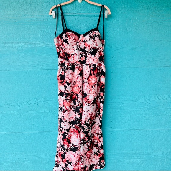 BAND OF GYPSIES CORSET FLORAL SPAGHETTI STRAPS JUMPSUIT WITH POCKETS SIZE XL - Picture 6 of 12